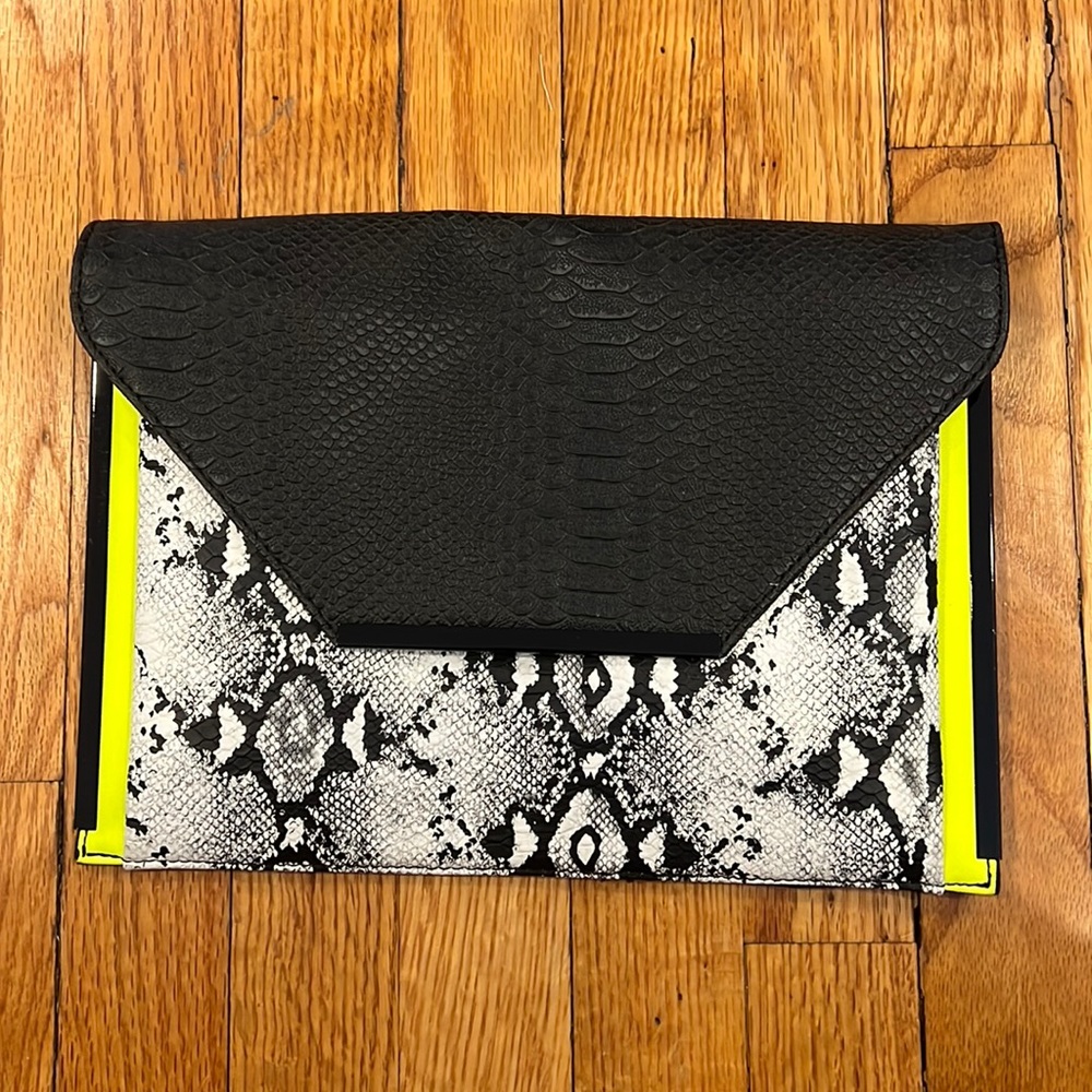ALDO Snakeskin and Neon Clutch with chain